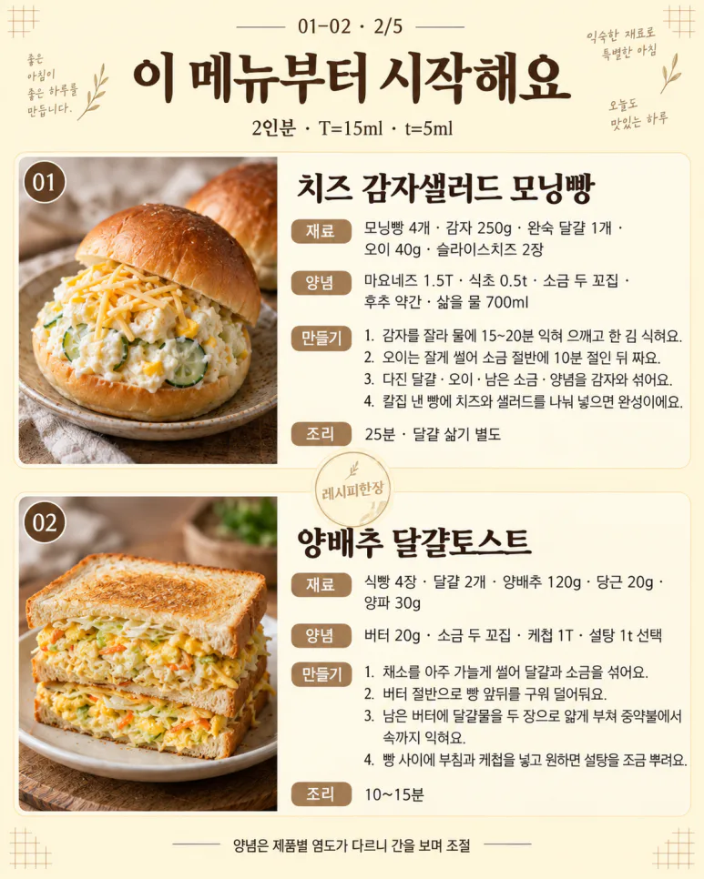 모닝빵과 식빵 사둔 날, 곁들여 먹는 아침 8가지