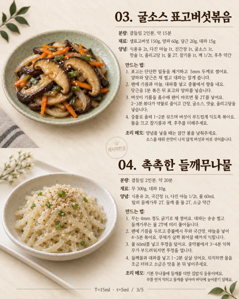 한식당에서 한 번 더 달라던 반찬 — 집에서 만드는 8가지