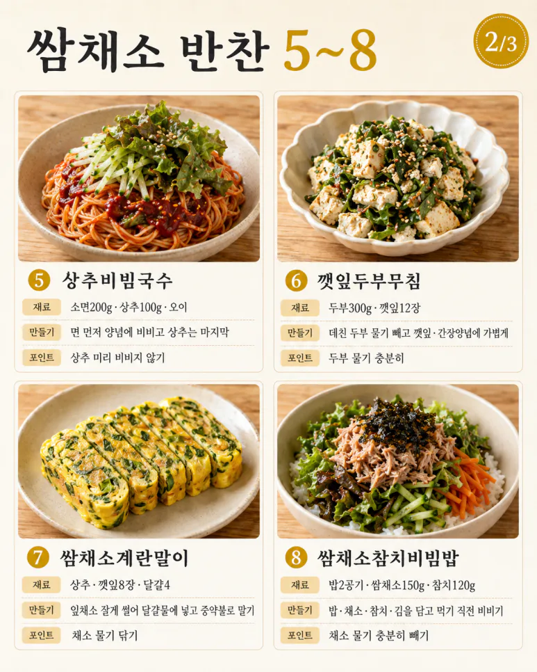 삼겹살 먹고 쌈채소 또 남았다면 — 다음 날 반찬 8가지