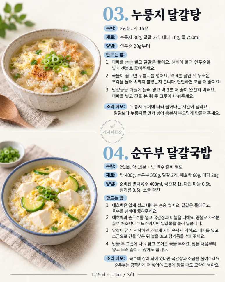 On Sunday morning, instead of a side dish container, one bowl — 6 types of rice porridge, soup, and rice soup.