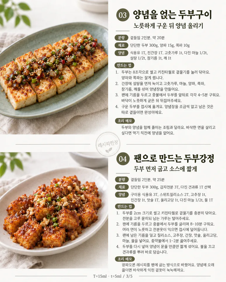 If you had just served up one piece of tofu for Sunday dinner — 8 types of Gangjeong, mushroom stew, Mapo tofu, etc.