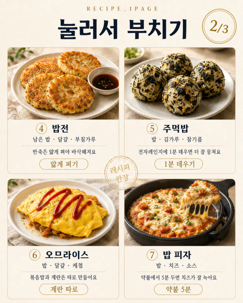 찬밥 두 공기 남았다면 — 볶음밥 말고 점심 한 그릇 10가지