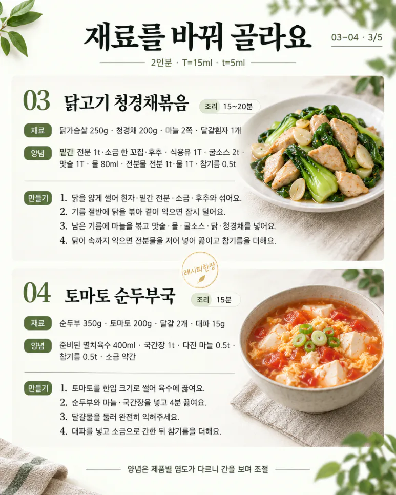 밥은 조금, 채소는 넉넉하게 먹는 저녁 8가지