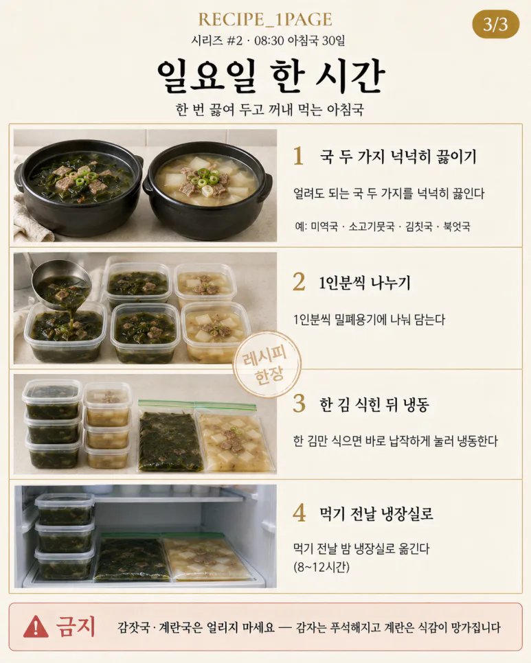 9월 아침은 국 하나면 — 국 10개로 돌리는 30일 아침 캘린더
