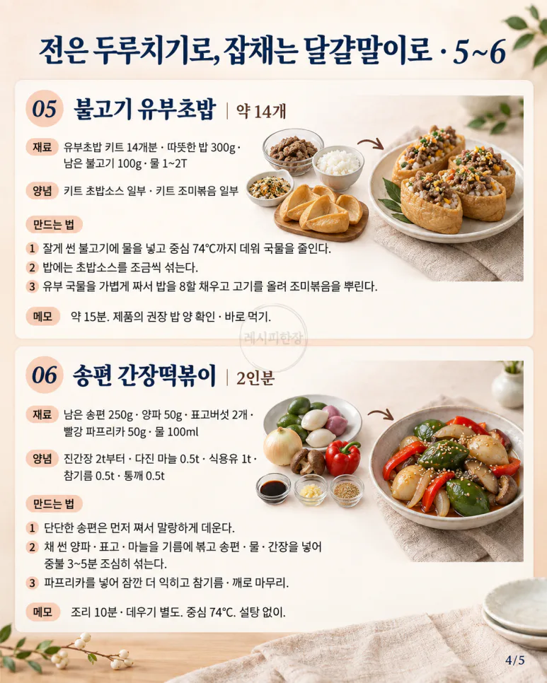 남은 추석 음식, 또 데우기 지겨웠다면 — 전·잡채·송편 활용 6가지