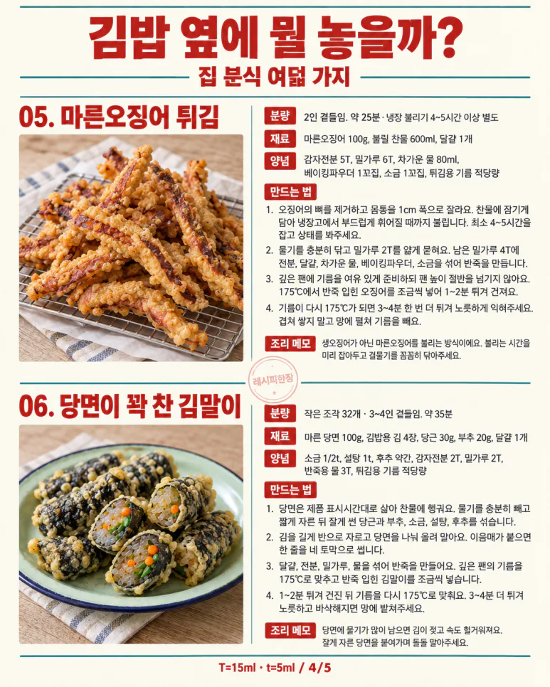 Saturday lunch is home snacks — 8 items to choose from, including kimbap, jjolmyeon, and fish cake soup.