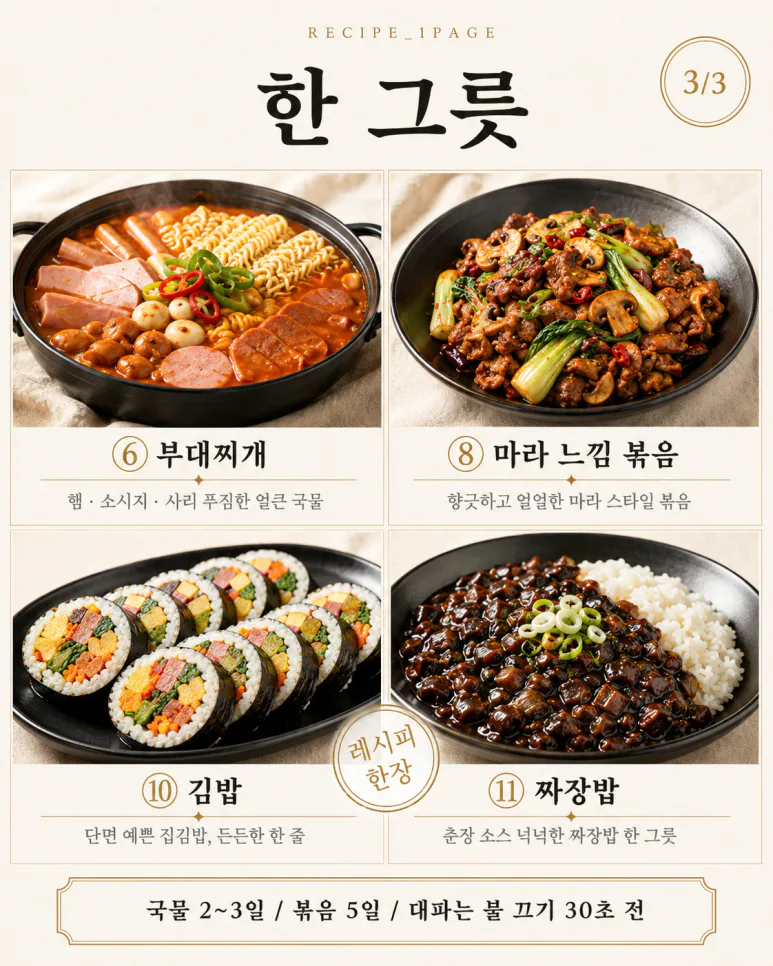 배달시키면 2만 원, 집에서는 5천 원 — 자주 시키던 메뉴 12가지