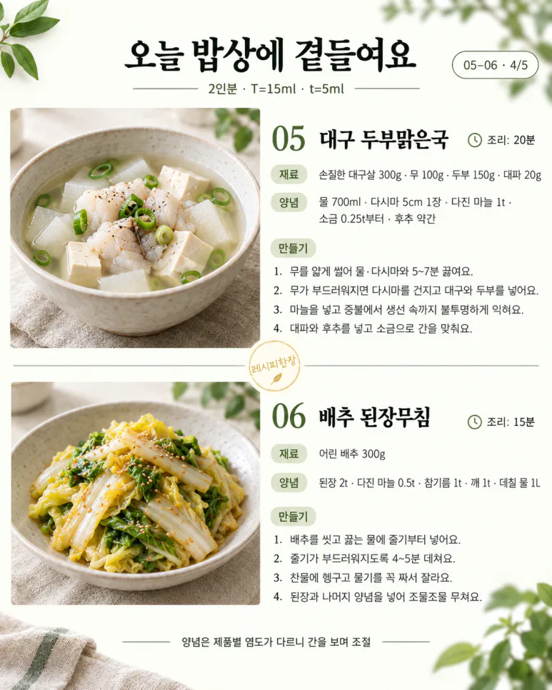 밥은 조금, 채소는 넉넉하게 먹는 저녁 8가지