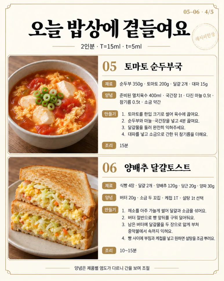 아침에 빵만 먹던 집, 달걀과 두부로 아침 8가지