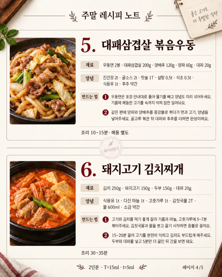 On a Saturday when the whole family is together, 8 hearty menus with one pack of meat