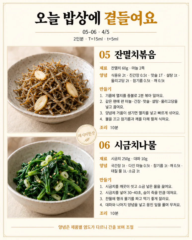집에서 차리는 백반집 한 상, 익숙한 메뉴 8가지