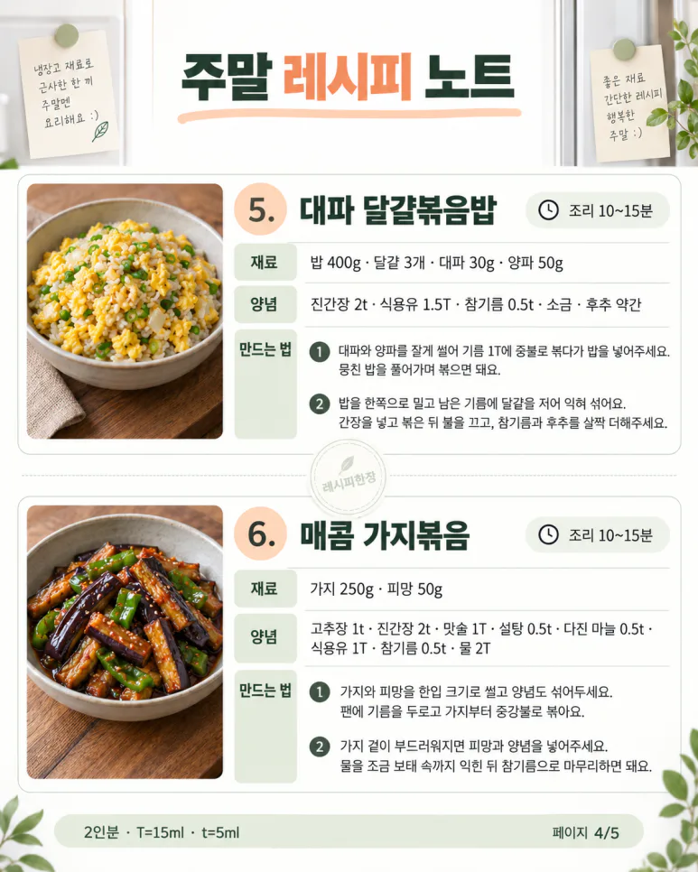 장보기 미루고 싶은 토요일, 냉장고로 차리는 저녁 8가지