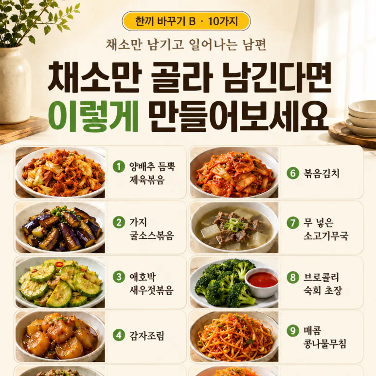 채소반찬 자꾸 남는다면 — 맛있게 먹게 만드는 조리법 10가지