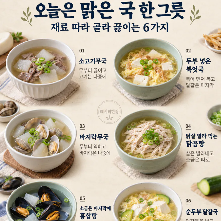 Chuseok dinner is with clear broth - 6 types of beef radish soup, northern radish soup, soft tofu soup, etc.