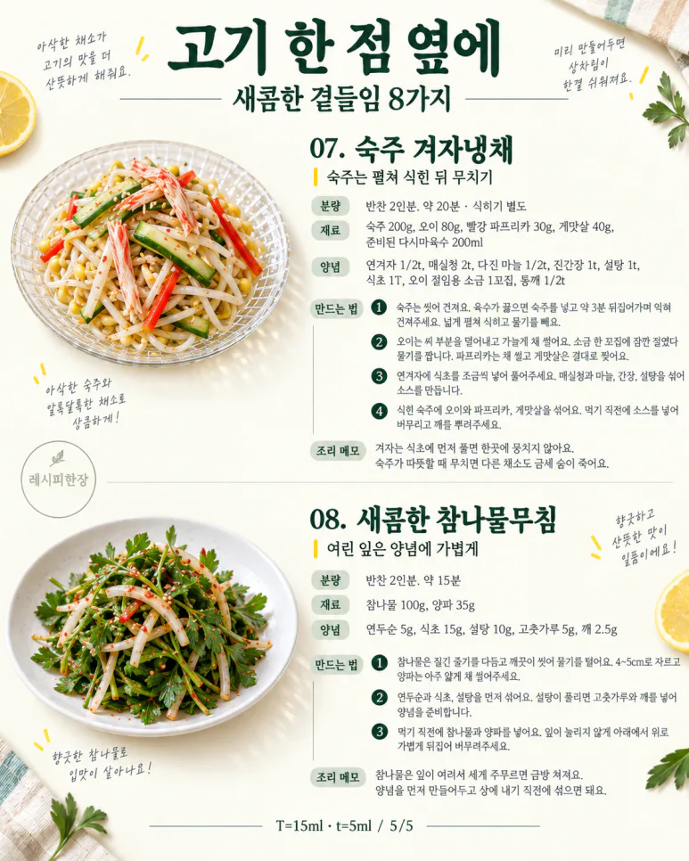 If your Chuseok food has become too heavy — 8 side dishes to accompany from cucumber salad to mustard cold salad.