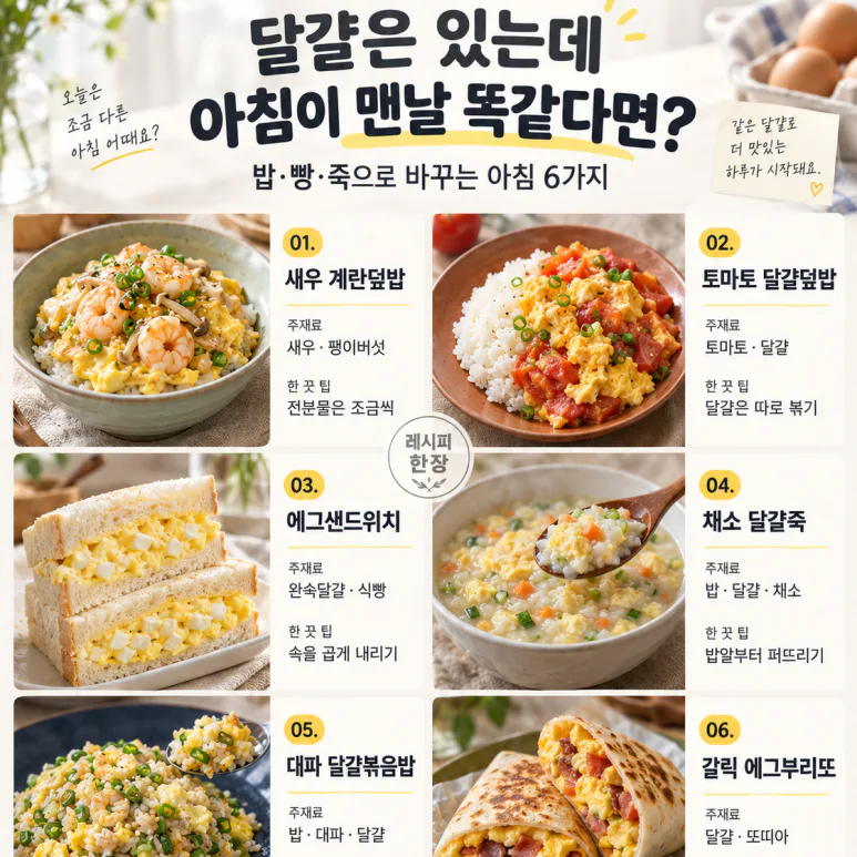 월요일 아침, 달걀프라이만 떠오른다면 — 덮밥·샌드위치 등 한 끼 6가지