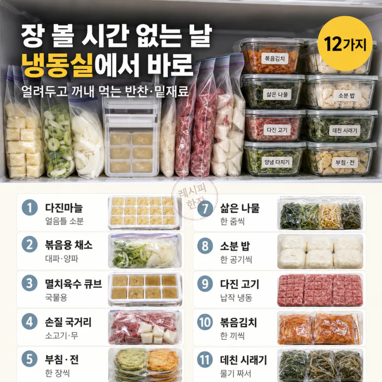 냉동실이 곳간입니다 — 얼려두고 꺼내 먹는 반찬 12가지