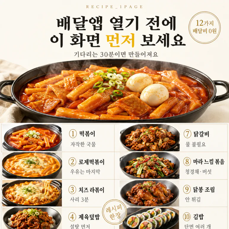 배달시키면 2만 원, 집에서는 5천 원 — 자주 시키던 메뉴 12가지