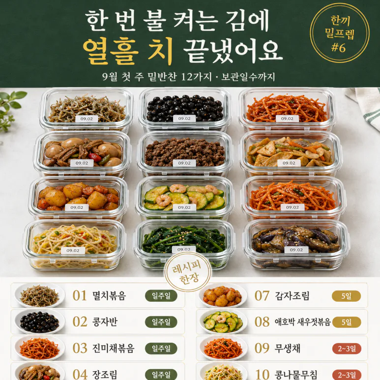 9월 첫 주 밑반찬 — 한 번에 만들어 열흘 먹는 12가지
