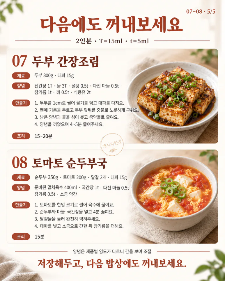 두부 한 모 샀다면, 부침 말고 두부요리 8가지