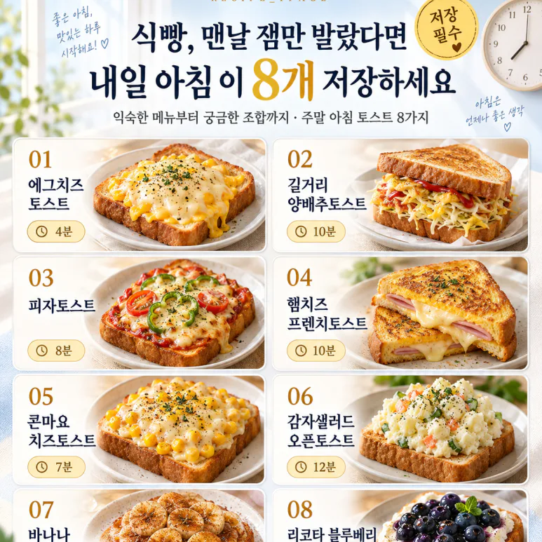 식빵, 맨날 잼만 발랐다면 — 주말 아침 토스트 8가지