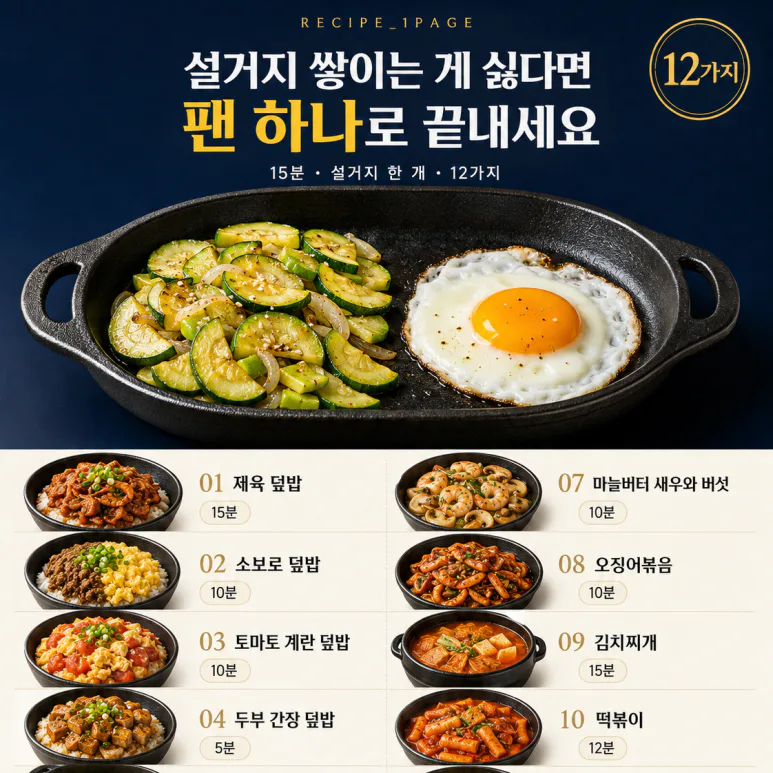 불 오래 못 켜는 저녁 — 팬 하나로 끝내는 15분 12가지