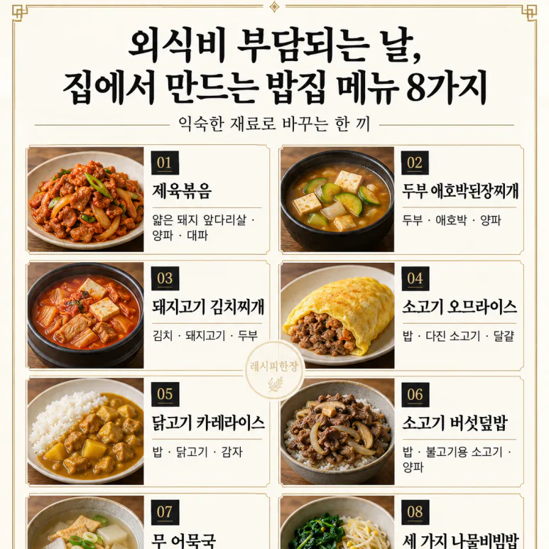 외식비 부담되는 날, 집에서 만드는 밥집 메뉴 8가지