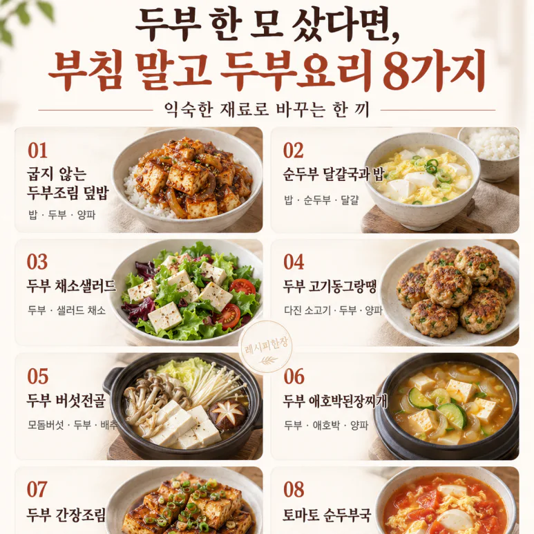 두부 한 모 샀다면, 부침 말고 두부요리 8가지