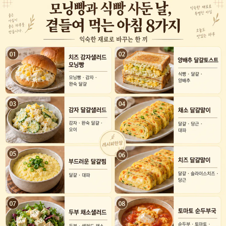 모닝빵과 식빵 사둔 날, 곁들여 먹는 아침 8가지