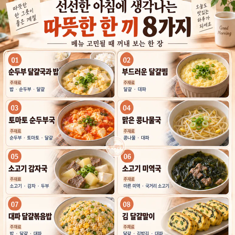 선선한 아침에 생각나는 따뜻한 한 끼 8가지