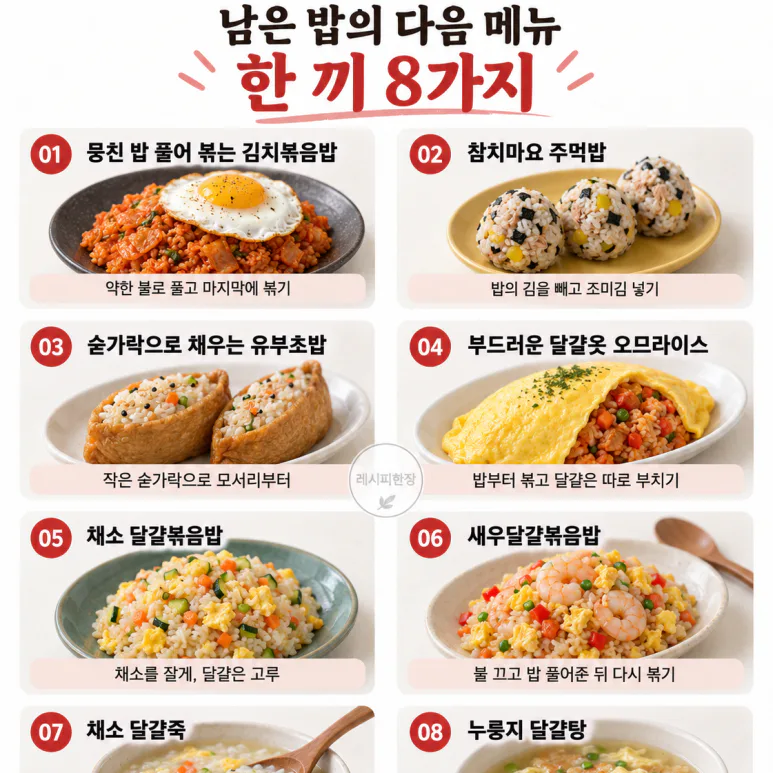 If you have a lot of rice left for Chuseok — use it for 8 things such as fried rice, rice balls, egg porridge, etc.