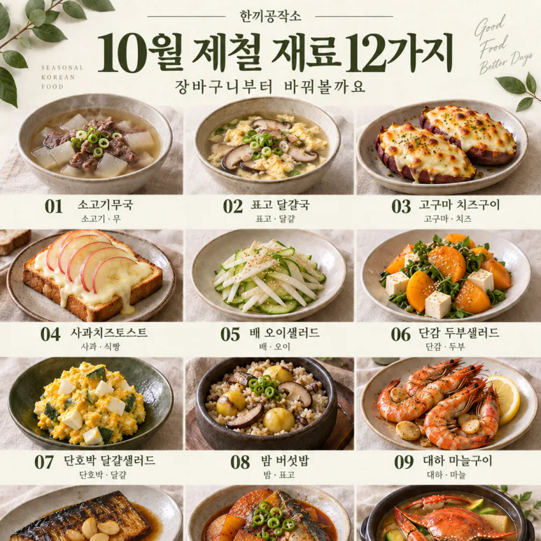 10월 제철 재료 12가지 — 장바구니부터 바꿔볼까요