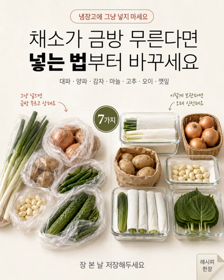 채소가 금방 무른다면 — 냉장고에 넣기 전 바꿔야 할 채소 보관법 7가지