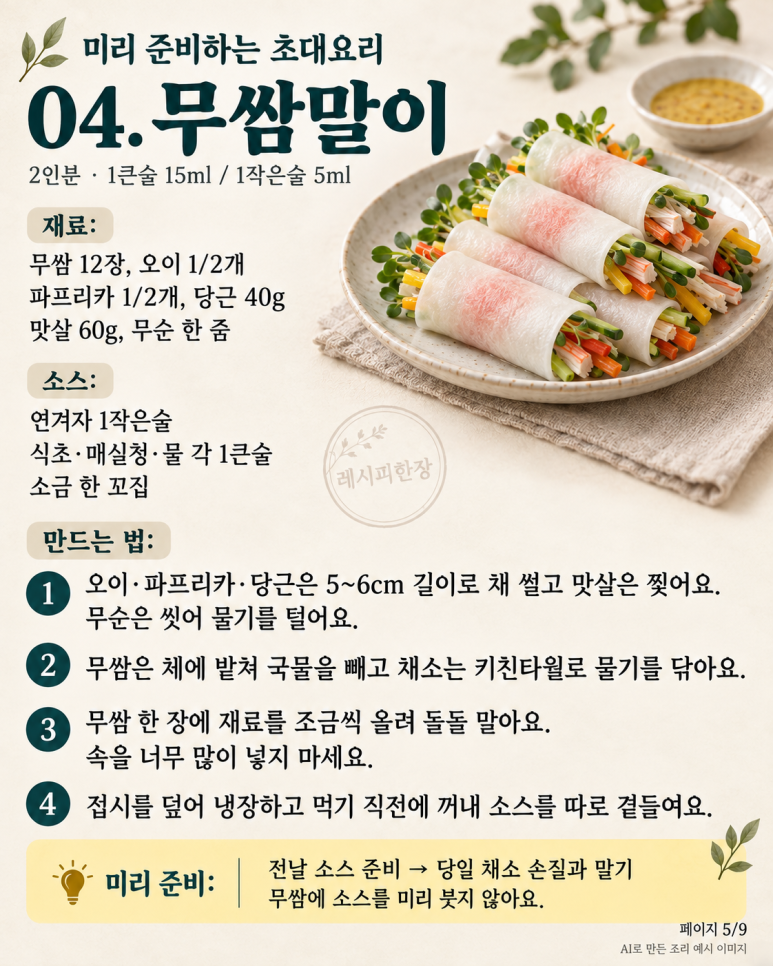 손님 왔는데 나만 주방에 있다면 — 미리 준비하는 초대요리 8가지