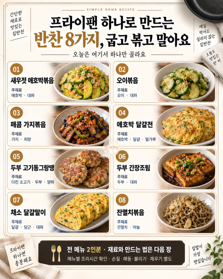 8 side dishes made with one frying pan, bake, stir-fry and roll them up.