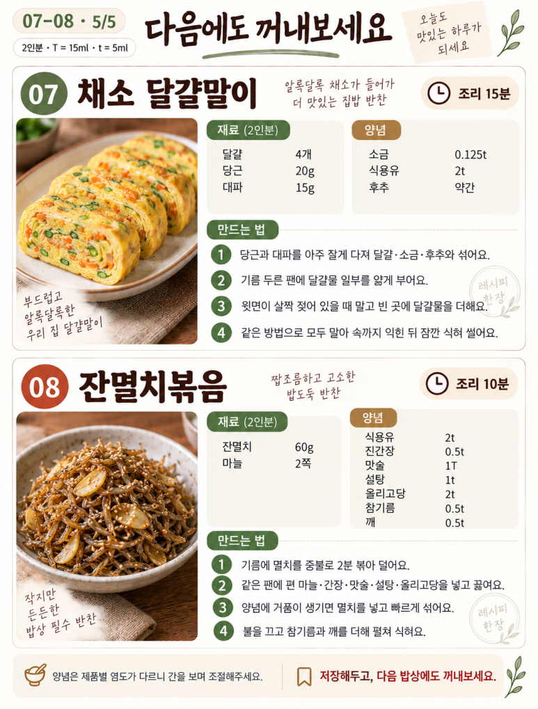 8 side dishes made with one frying pan, bake, stir-fry and roll them up.