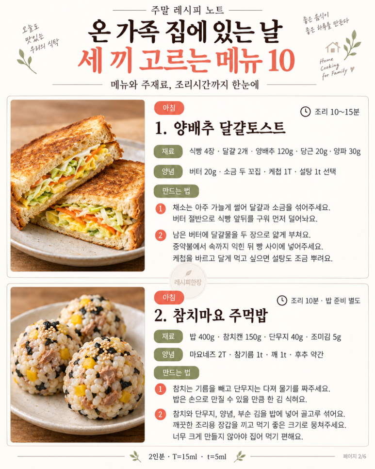 10 menús para comer tres platos al día el domingo en casa de toda la familia.
