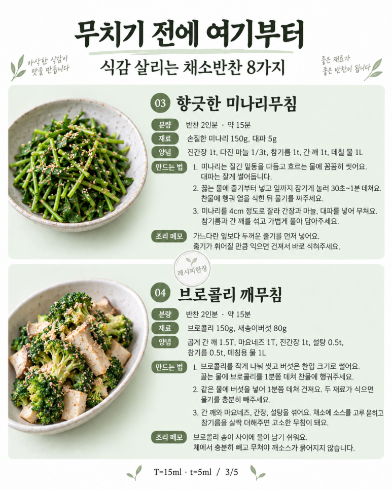 8 vegetable salad to accompany the Chuseok meat table — start by removing moisture