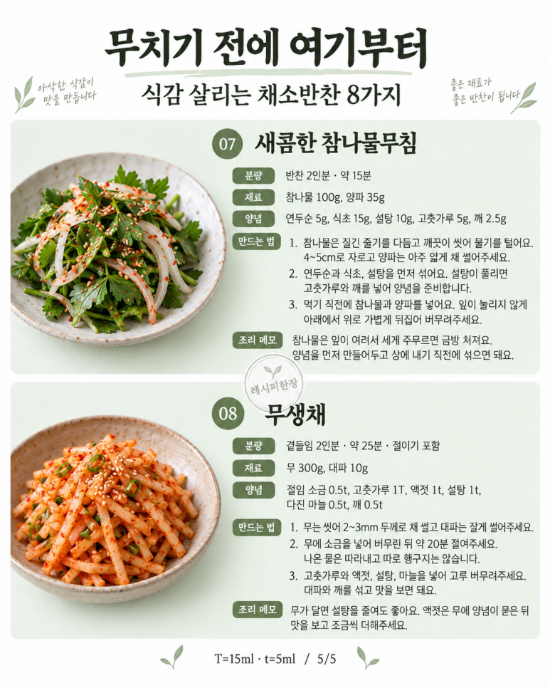 8 vegetable salad to accompany the Chuseok meat table — start by removing moisture