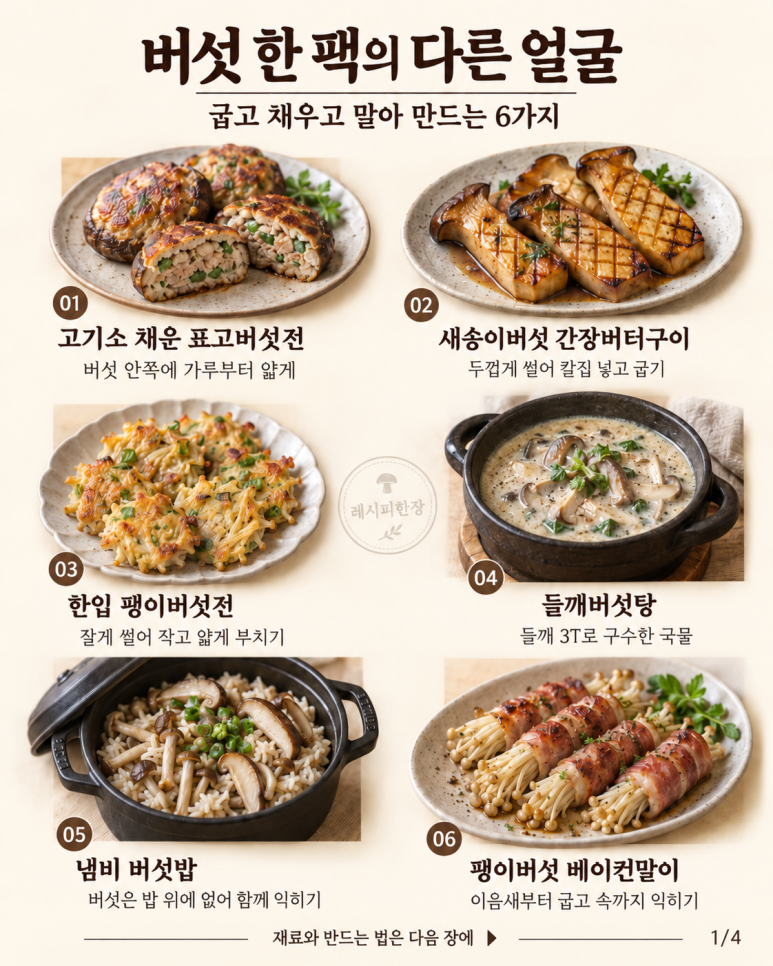 When you have one pack of mushrooms left — 6 ways to change it to mushroom grilled mushrooms, shiitake traditional mushrooms, and mushroom rice.