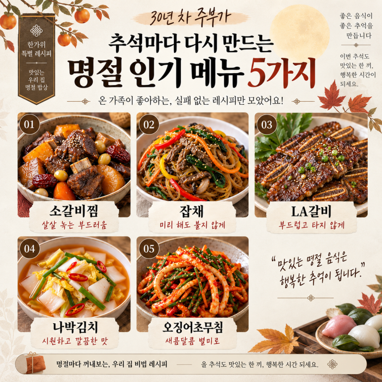 5 popular menu that a 30-year-old housewife makes again every Chuseok