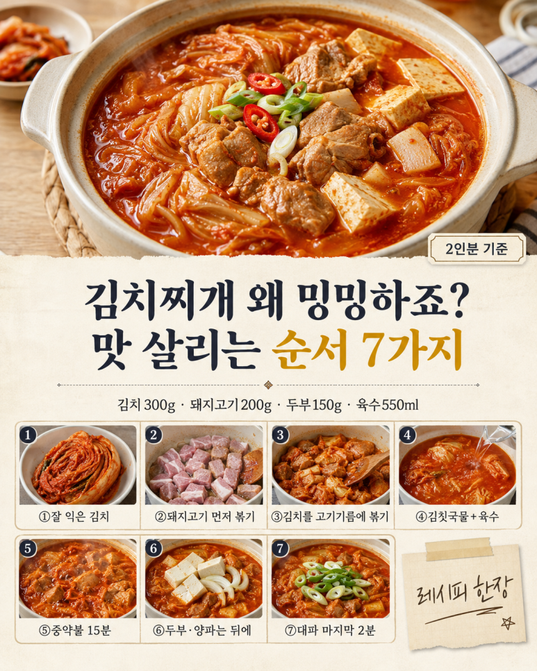 김치찌개가 자꾸 밍밍하다면 — 맛 살리는 순서 7가지