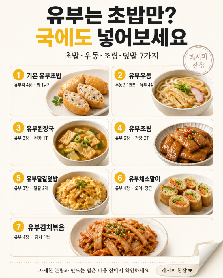 유부 한 봉지 요리 7가지 — 초밥 말고 국·조림·덮밥까지