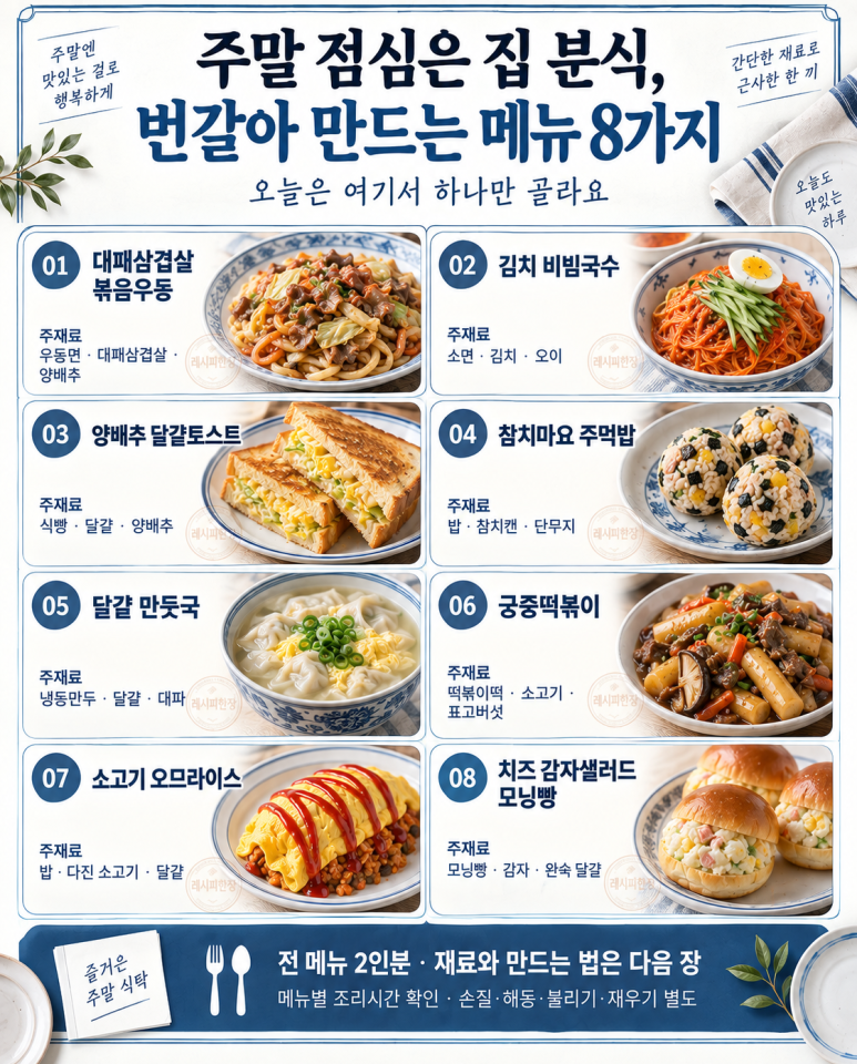 주말 점심은 집 분식, 번갈아 만드는 메뉴 8가지