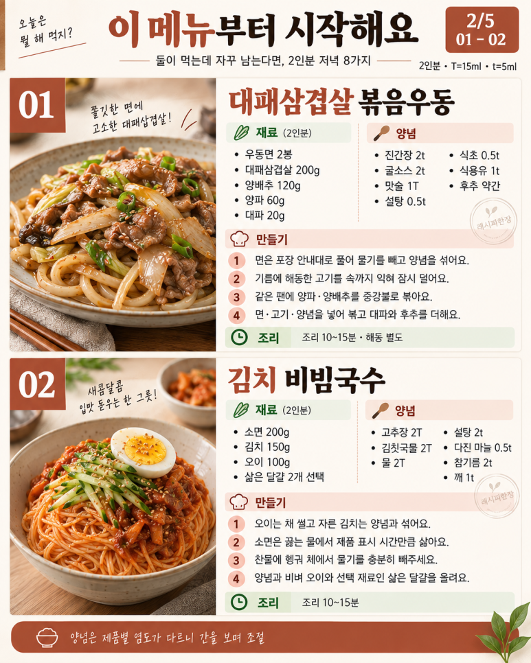 주말 점심은 집 분식, 번갈아 만드는 메뉴 8가지