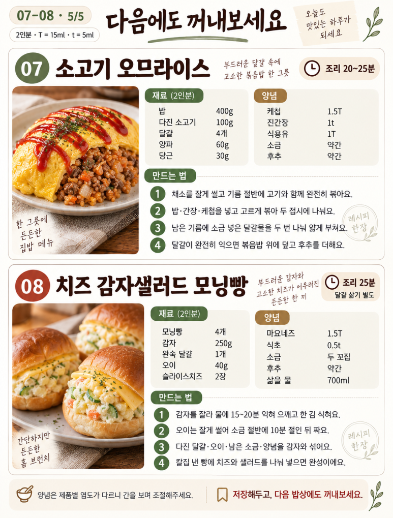 주말 점심은 집 분식, 번갈아 만드는 메뉴 8가지