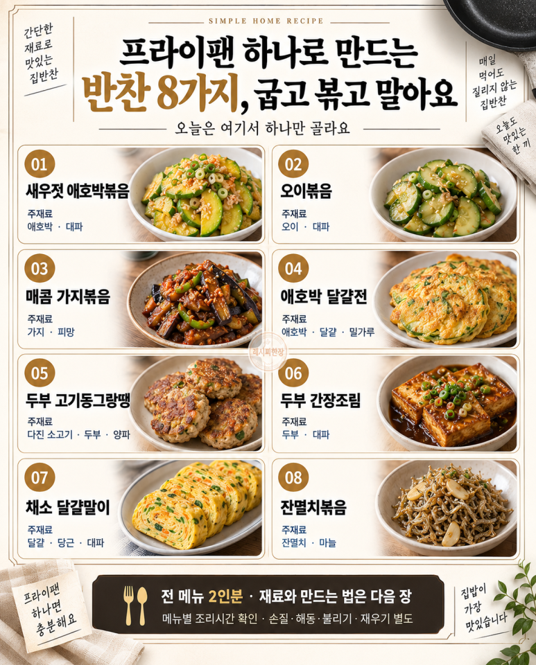 프라이팬 하나로 만드는 반찬 8가지, 굽고 볶고 말아요