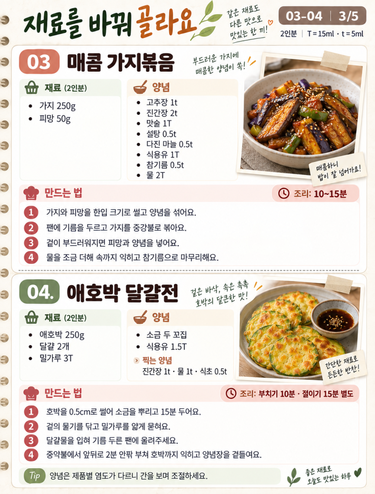프라이팬 하나로 만드는 반찬 8가지, 굽고 볶고 말아요