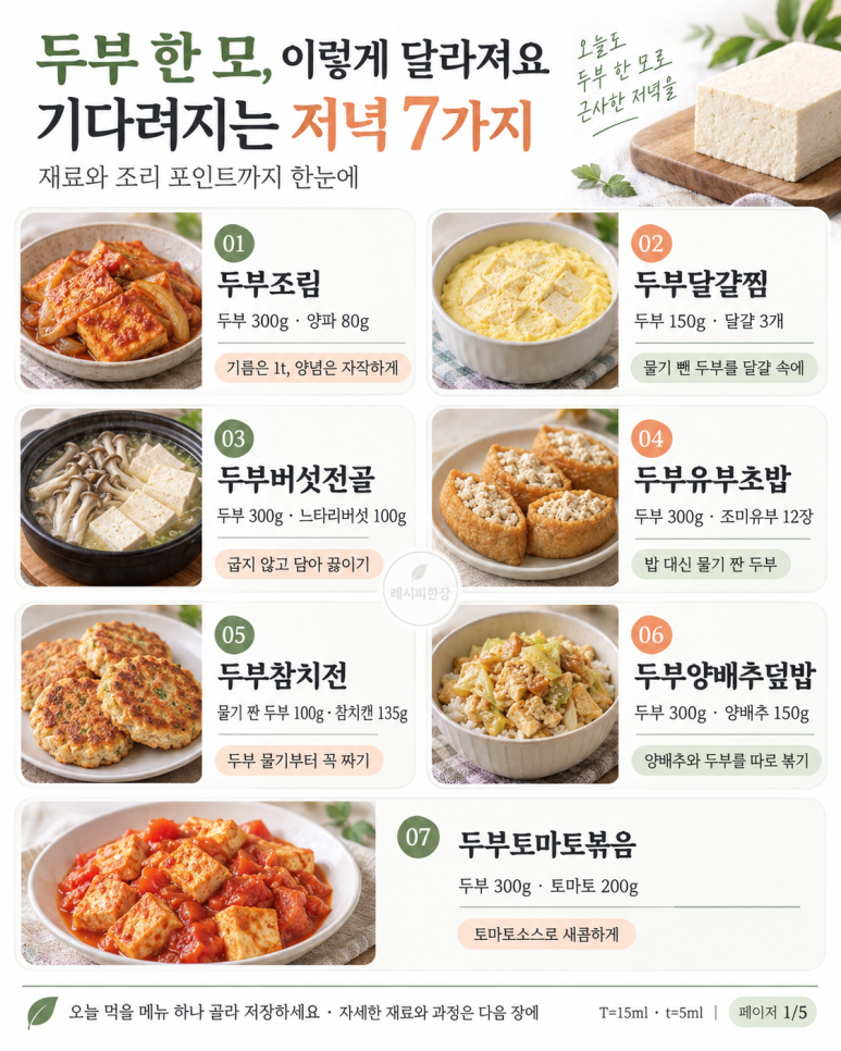 두부를 이렇게 먹으면 — 다이어트 중에도 기다려지는 저녁 7가지