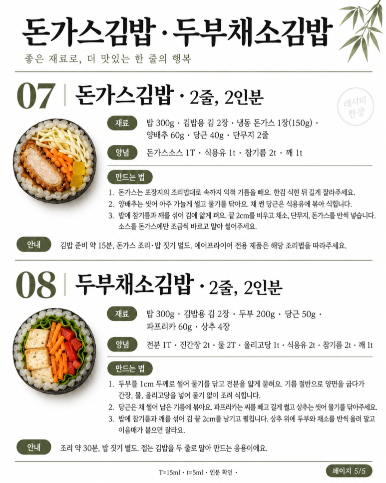 김밥 속이 맨날 똑같다면 — 단면부터 다른 김밥 8가지